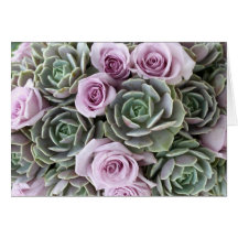 Lavender roses and echeverias card