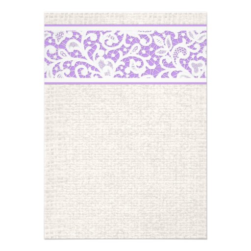 Lavender Rustic Burlap Linen Bridal Shower Invites