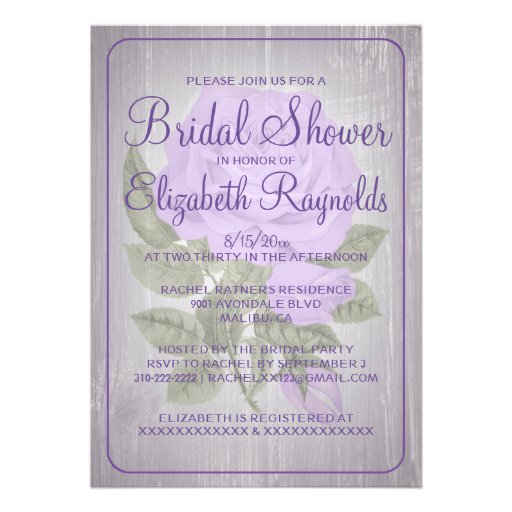 Lavender Rustic Floral Bridal Shower Invitations