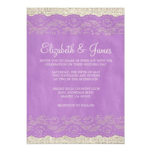 Lavender Rustic Lace Wedding Invitations