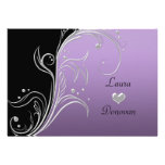 Lavender Silver Black Floral Swirls Reception Only invitations