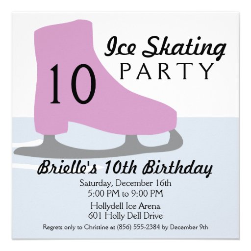 Lavender Skate Date Ice Skating Birthday Party Custom Invites