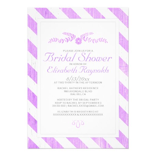 Lavender Stripes Bridal Shower Invitations