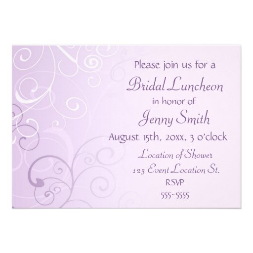 Lavender Swirls Bridal Luncheon Invitation Cards