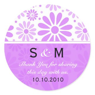 Lavender Thank You Monogram Wedding Favor Labels sticker