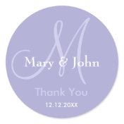 Lavender Thank You Wedding Monogram Sticker
