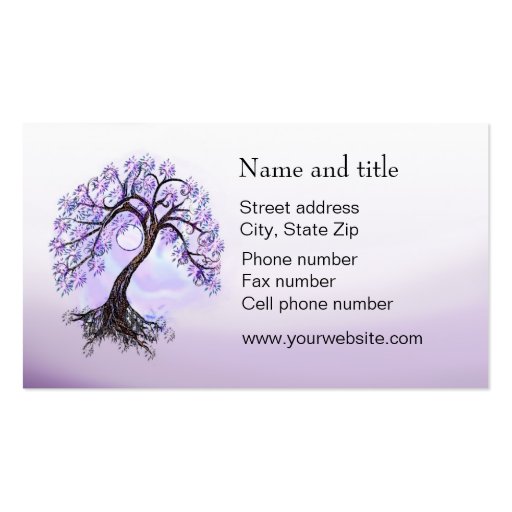 Lavender Tree of Life Connect with Your Customer Business Card Template (back side)
