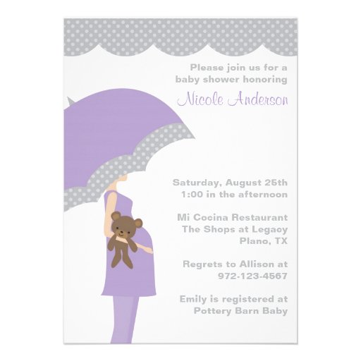 Lavender Umbrella Baby Shower Invitations