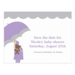 Lavender Umbrella Baby Shower Save the Date Post Card