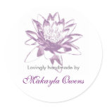 Lavender Water Lily Labels for Handmade Items stickers