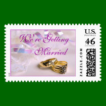 Lavender Wedding Rings (5), We're Getting, Married postage