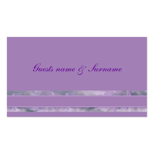 Lavender wedding seating name tags business card (front side)