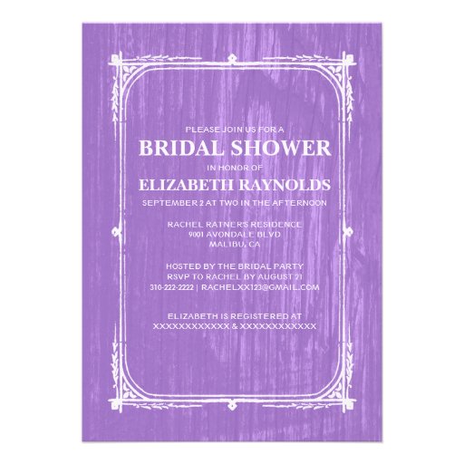 Lavender Western Barn Wood Bridal Shower Invites