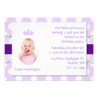 Lavender & White Girl's Birthday Party Invitation