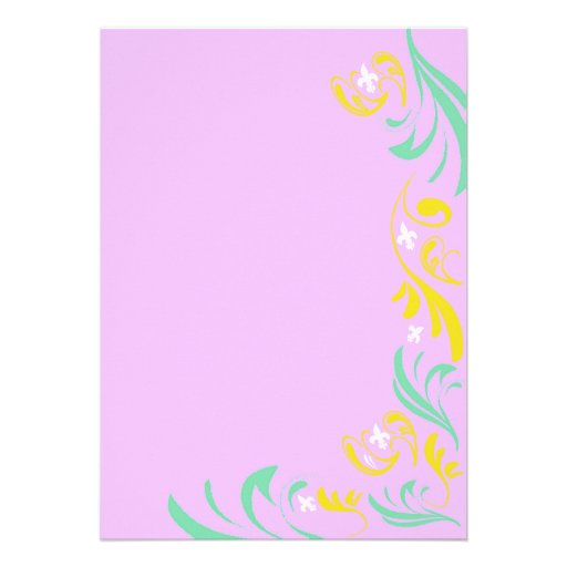 Lavender Yellow Fleur de Lis Vine Bridal Shower Custom Invitations