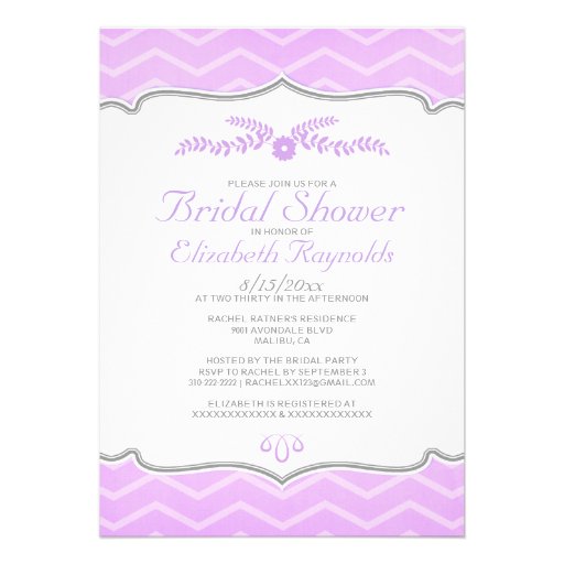 Lavender Zigzag Bridal Shower Invitations