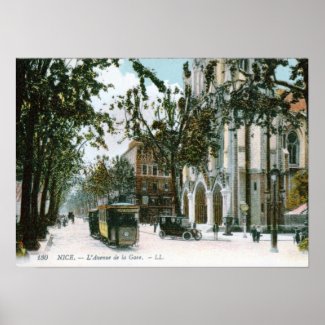 L'Avenue de la Gare, Nice, France Vintage print
