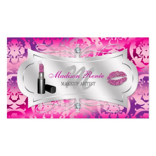 Lavish Fuchsia Lavender Sparkling Cosmetologist Business Card Template (front side)