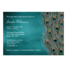 Lavish Peacock Feather Bridal Shower Invitations