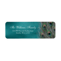 Lavish Peacock Feathers Return Address Label
