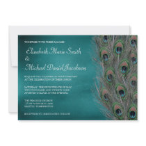 Lavish Peacock Feathers Wedding Invitation