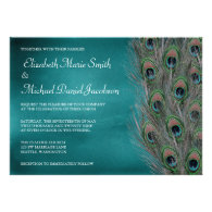 Lavish Peacock Feathers Wedding Invitation