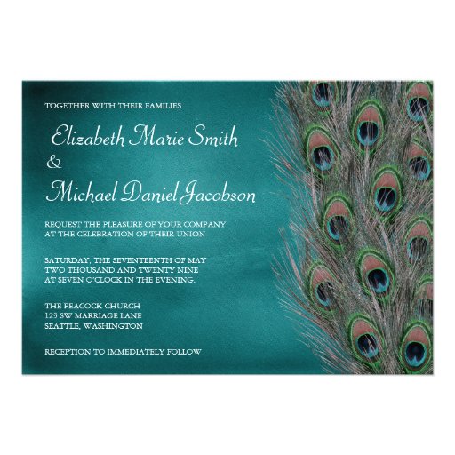 Lavish Peacock Feathers Wedding Invitation