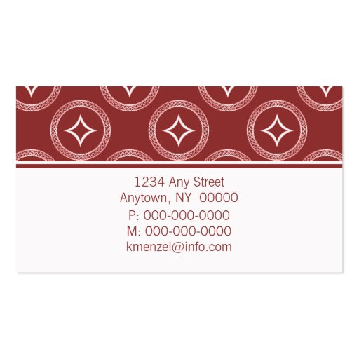Lavishly Romantic Business Card, Maroon (back side)