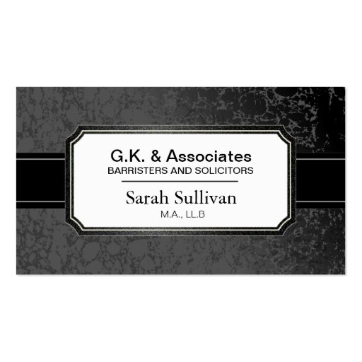Law Business Card - Black Stylish Lawyer Attorney (front side)