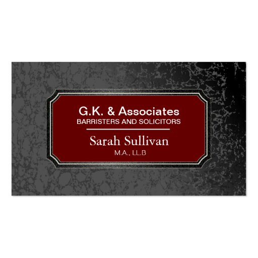 Law Business Card - Black Stylish Lawyer Attorney (front side)