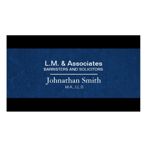 Law Business Card - Blue & Black Lawyer Attorney (front side)