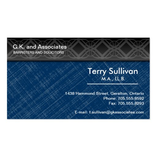 Law Business Card - Blue Grey Black Professional (front side)