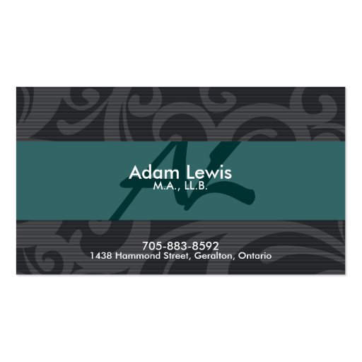 Law Business Card - Bordered & Monogram (front side)