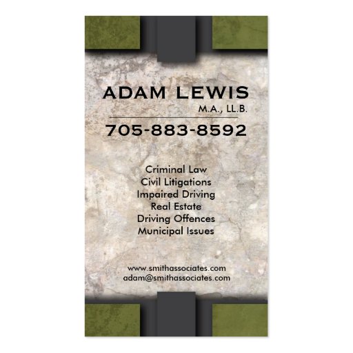 Law Business Card - Professional Rock Texture (back side)