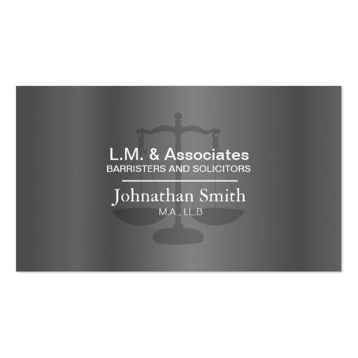Law Business Card - Silver & Black Lawyer Attorney