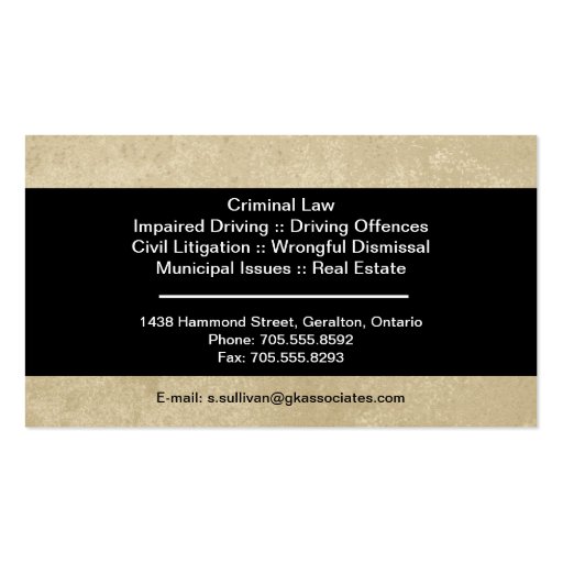 Law Business Card - Simple Texture Lawyer Attorney (back side)