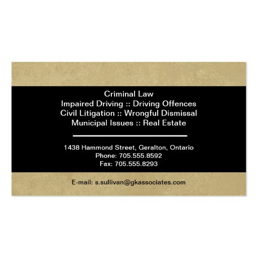Law Business Card - Simple Texture Lawyer Attorney (back side)