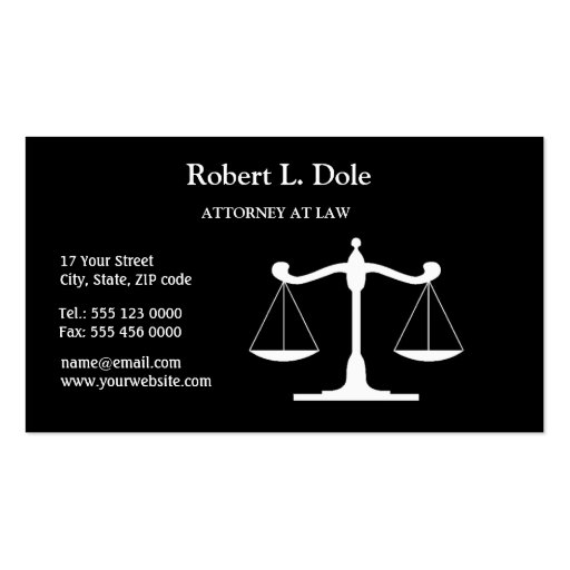 Law Businesscard Black Business Cards (front side)