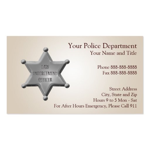 Law Enforcement Business Card (front side)