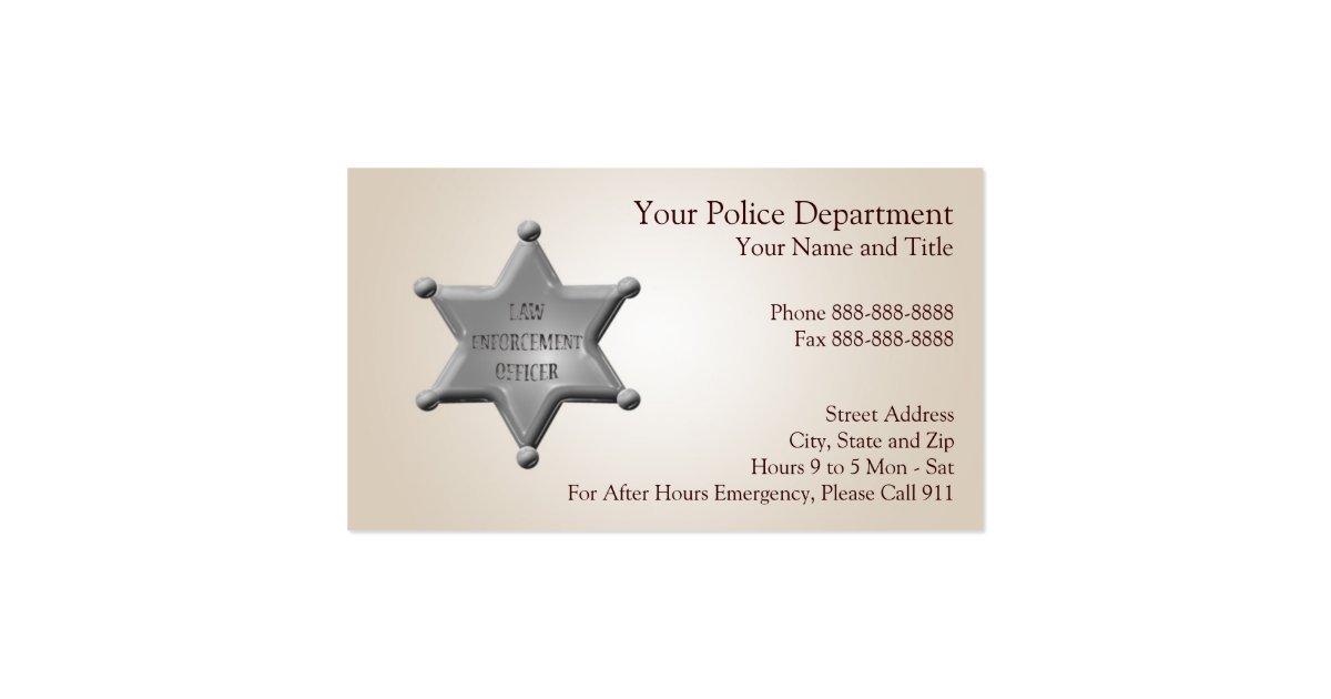 Law Enforcement Business Card Zazzle