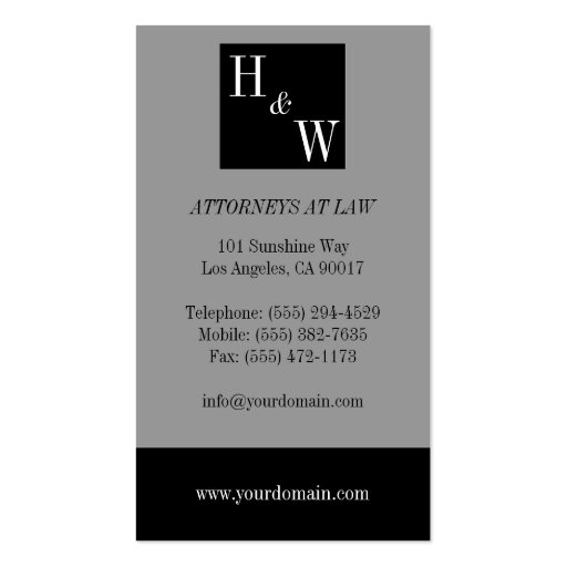 Law Firm Black/Aged Silver Business Card (back side)