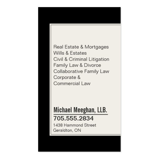 Law Firm Lawyer Business Card Bold Monogram Black (back side)