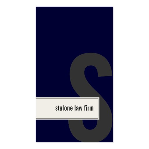 Law Firm Lawyer Business Card Bold Monogram Navy (front side)