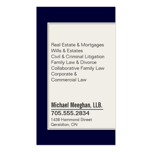 Law Firm Lawyer Business Card Bold Monogram Navy (back side)