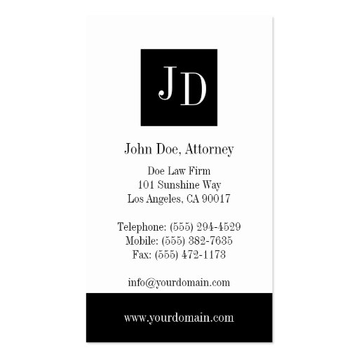 Law Firm W/B Silver Business Card Template (back side)