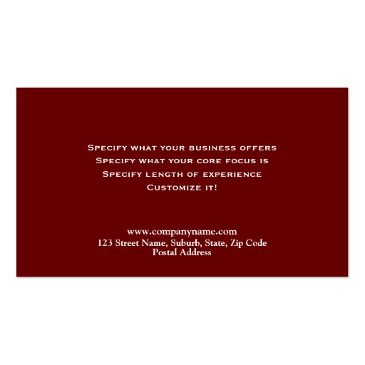 Law legal attorney advocate burgundy business card (back side)
