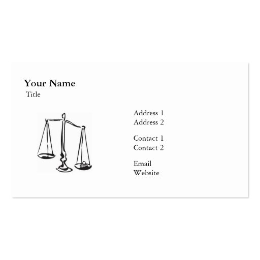 Law - Scale - Business Business Card (front side)