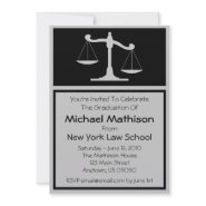 Law School Graduation Invite Black Justice Scales zazzle_invitation