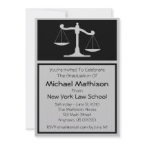 Law School Graduation Invite Black Justice Scales