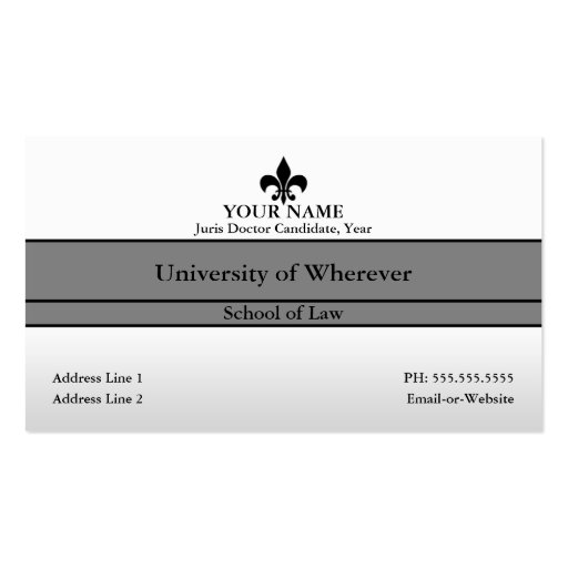 law student business card (front side)